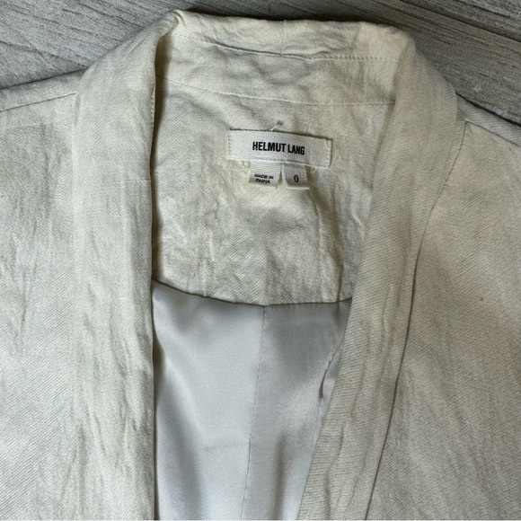 Helmut Lang Leather Linen Moto Jacket Size 0 - Picture 11 of 12
